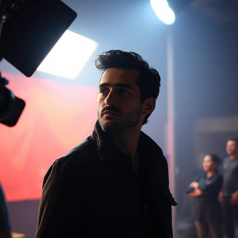Een acteur die voor de camera acteert tijdens een filmopname.
