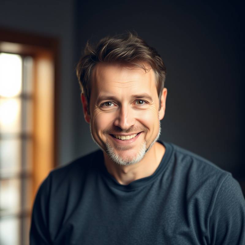 Portretfoto van Pieter Jansen, een stemcoach en acteur.